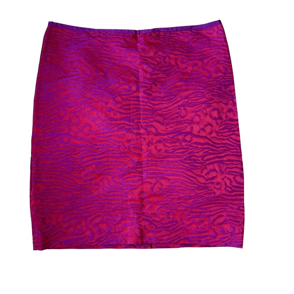 The Limited Red Burnout Velvet Abstract Print Textured Pencil Skirt Sz 12 y2k
